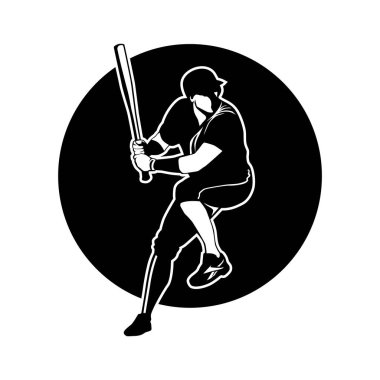 beysbol illüstrasyon silüeti simge tasarımı logo vektörü