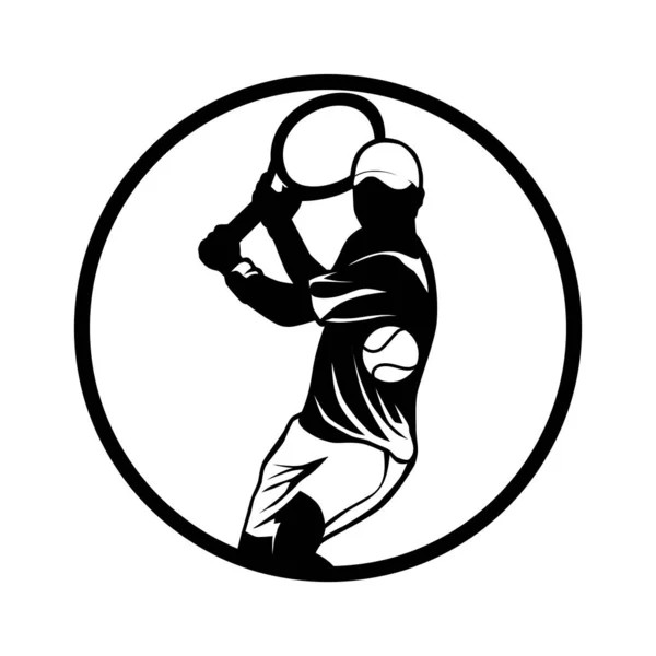 Tenis Badminton Ilustracja Sylwetka Ikona Projekt Logo Wektor — Wektor stockowy