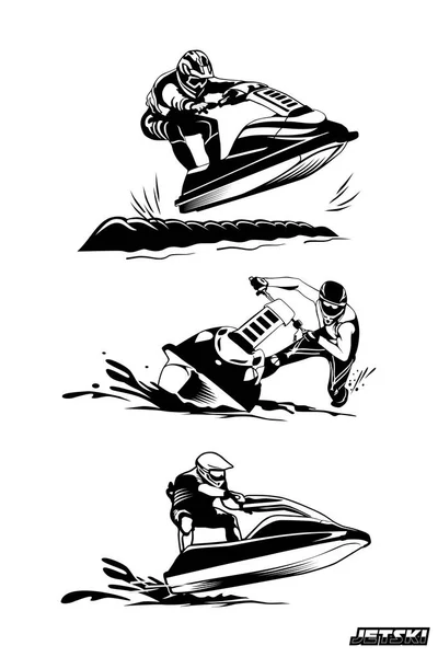 Jetski Illustration Icon Logo Design Vektor — Stockvektor