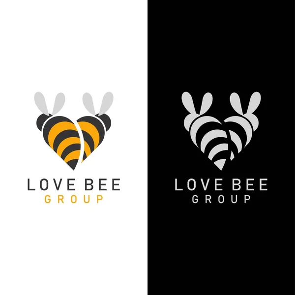 Bee Love Logo Design Vector — Image vectorielle