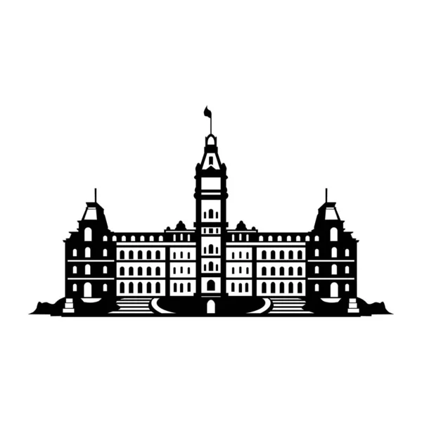Parlamento Edifício Vetor Silhueta Quebec —  Vetores de Stock