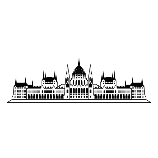 Hongaars Parlement Gebouwen Silhouet Vector — Stockvector