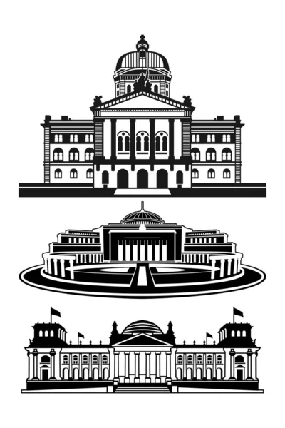 Парламент Будівля Ілюстрація Силует Вектор — стоковий вектор