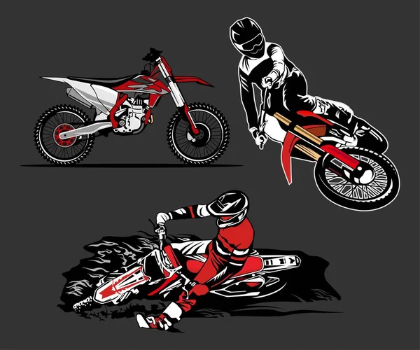 Motocross Cykel Sport Logotyp Ikon Design Vektor — Stock vektor