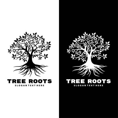 tree roots logo design icon vector