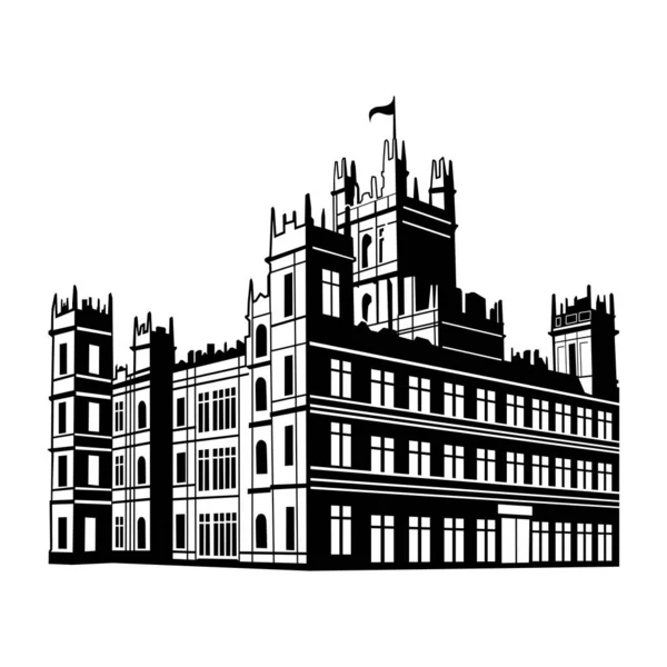 Highclere Castillo Edificio Ilustración Diseño Vector — Vector de stock