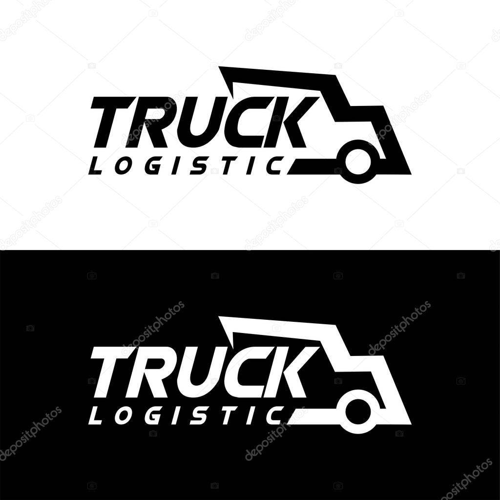 Truck line logo design concept vector