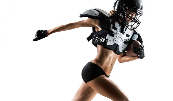 American football woman player — Stock Photo, Image