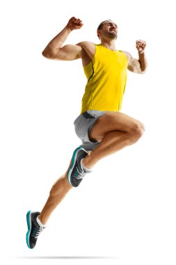 adam atlet jogger izole çalıştıran