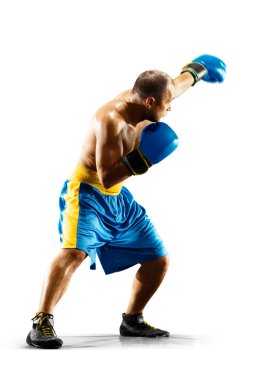 Beyaz arkaplanda izole edilmiş profesyonel kutu figürü