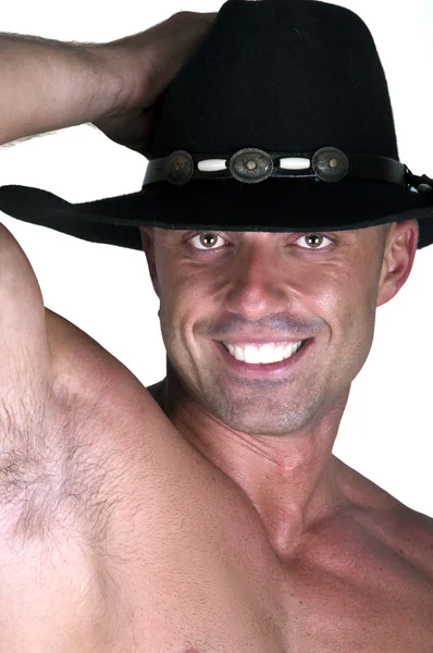 Gespierde lachende cowboy — Stockfoto