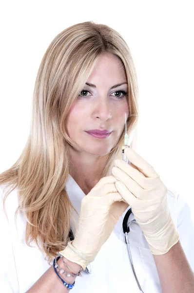 Beauty medical nurse with syringe — Stock Photo, Image