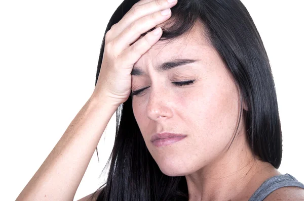 Morena mujer con migraña — Foto de Stock