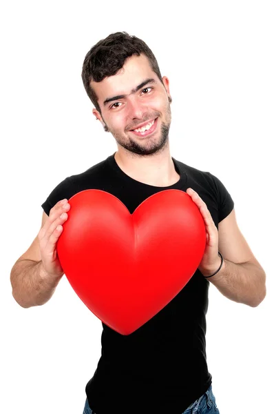 Portret van een jonge man met hart — Stockfoto