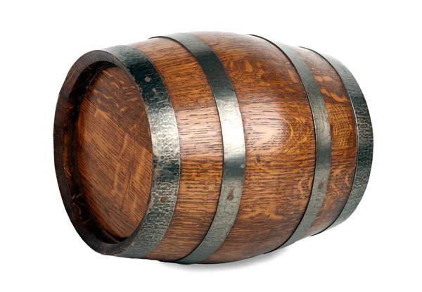 Wooden barrel with iron rings. — Stock Photo, Image