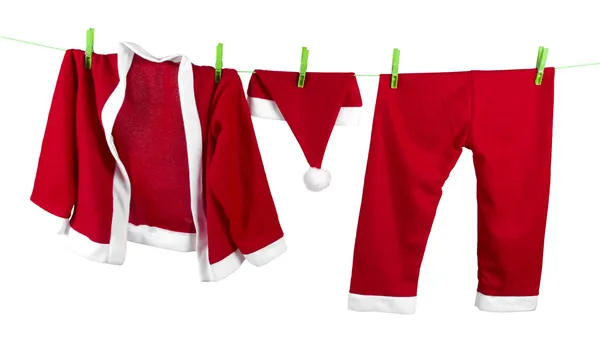 I vestiti di Babbo Natale sulla clothesline — Foto Stock