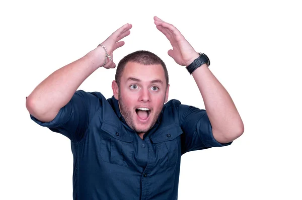 Scream of shocked and scared man — Stock Photo, Image