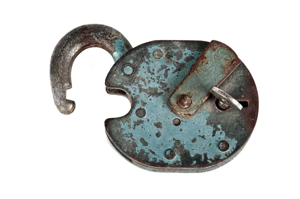 Old padlock with key — Stock Photo, Image