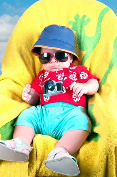 Baby boy dressed in tourist — Stock Photo, Image