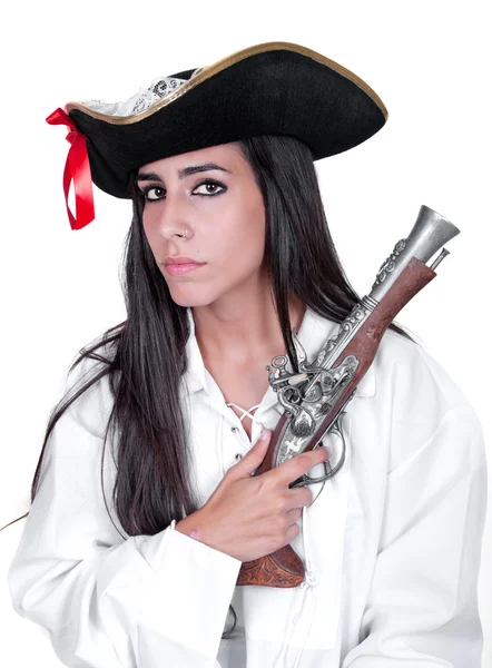 Woman wearing pirate costume — Stock Photo, Image