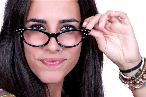 Hermosa morena con gafas —  Fotos de Stock