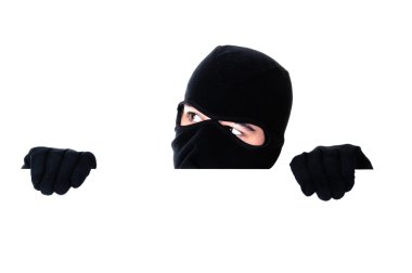 Robber hiding under a wall clipart