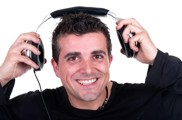 Man listening with headphones Royalty Free Stock Photos