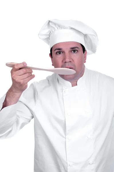 Cook tasting food — Stock Photo, Image