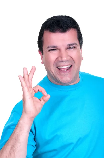 Smiling man doing an okay sign — Stock Photo, Image