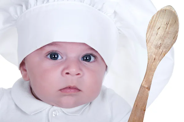 コックとして服を着ての赤ちゃん — ストック写真