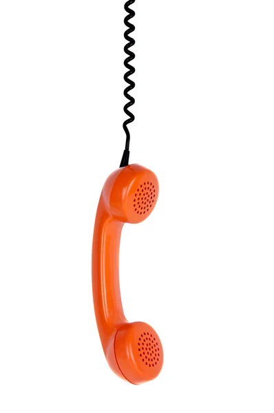 Vintage telefone laranja auscultador — Fotografia de Stock