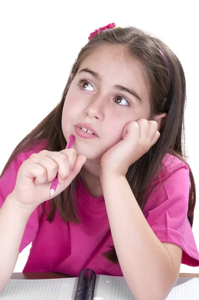 Nachdenkliches Mädchen in der Schule — Stockfoto