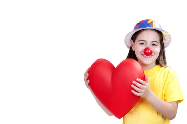 Menina vestida como um palhaço — Fotografia de Stock