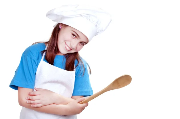 Petite fille habillée en cuisinière — Photo