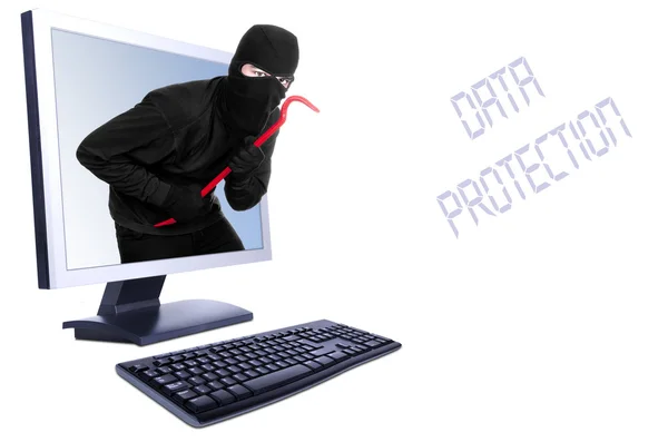 Burglar in computer — Stock Photo, Image