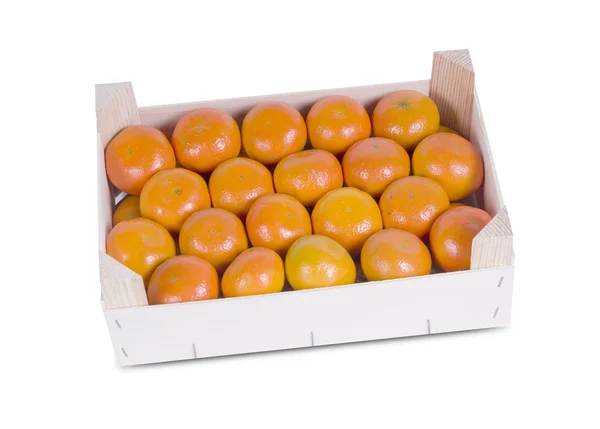 A wood rustic crate full of Clementine Mandarin Oranges. — Stock Photo, Image