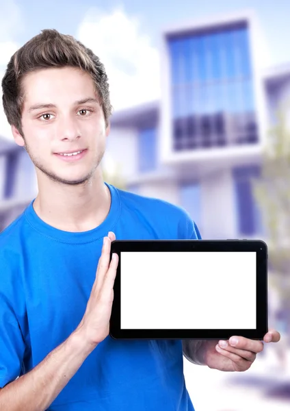 Adolescente sosteniendo una tableta —  Fotos de Stock