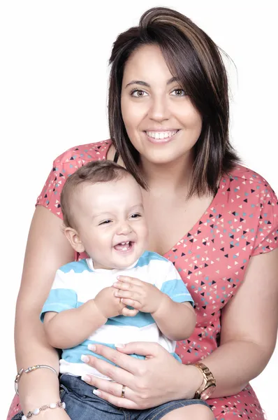 Portrait de gentil garçon avec mère — Photo