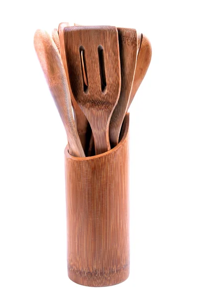 Кухонные принадлежности из бамбука — стоковое фото
