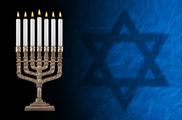 Beautiful lit hanukkah menorah — Stock Photo, Image