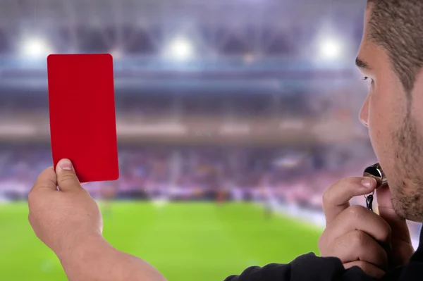 Arbitro che mostra il cartellino rosso — Foto Stock