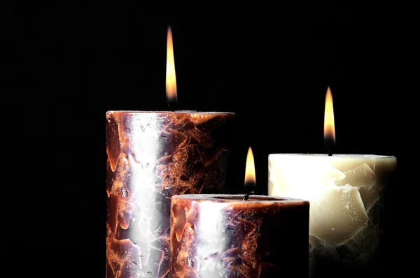 Tres velas encendidas — Foto de Stock