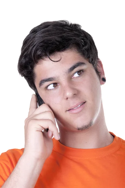 Młody człowiek rozmowy na telefon komórkowy — Zdjęcie stockowe
