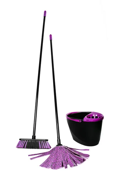 Broom mop and bucket — Stock Photo, Image