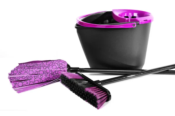 Broom mop and bucket — Stock Photo, Image