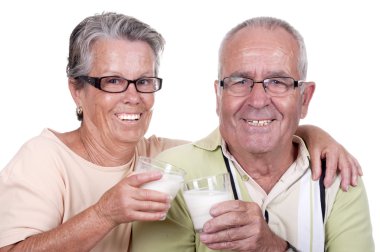 süt içme mutlu yaşlı çift