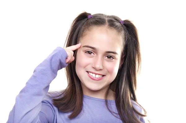 Mädchen mit einem tiefen Gedanken oder einer Idee. — Stockfoto