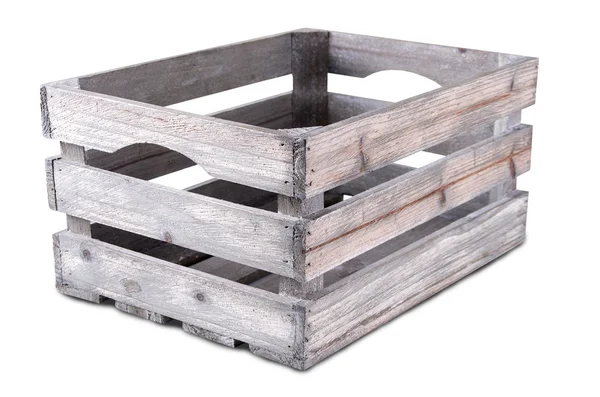 Vintage empty crate isolated on white — Stock Photo, Image