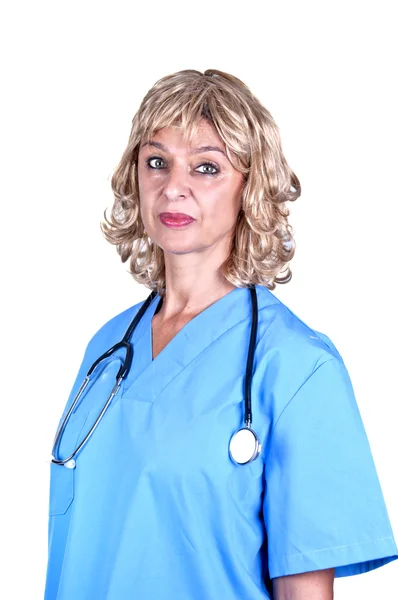 Ärztin mit blauem Kleid — Stockfoto