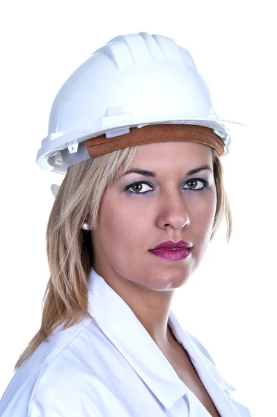 Professionale con casco bianco — Foto Stock